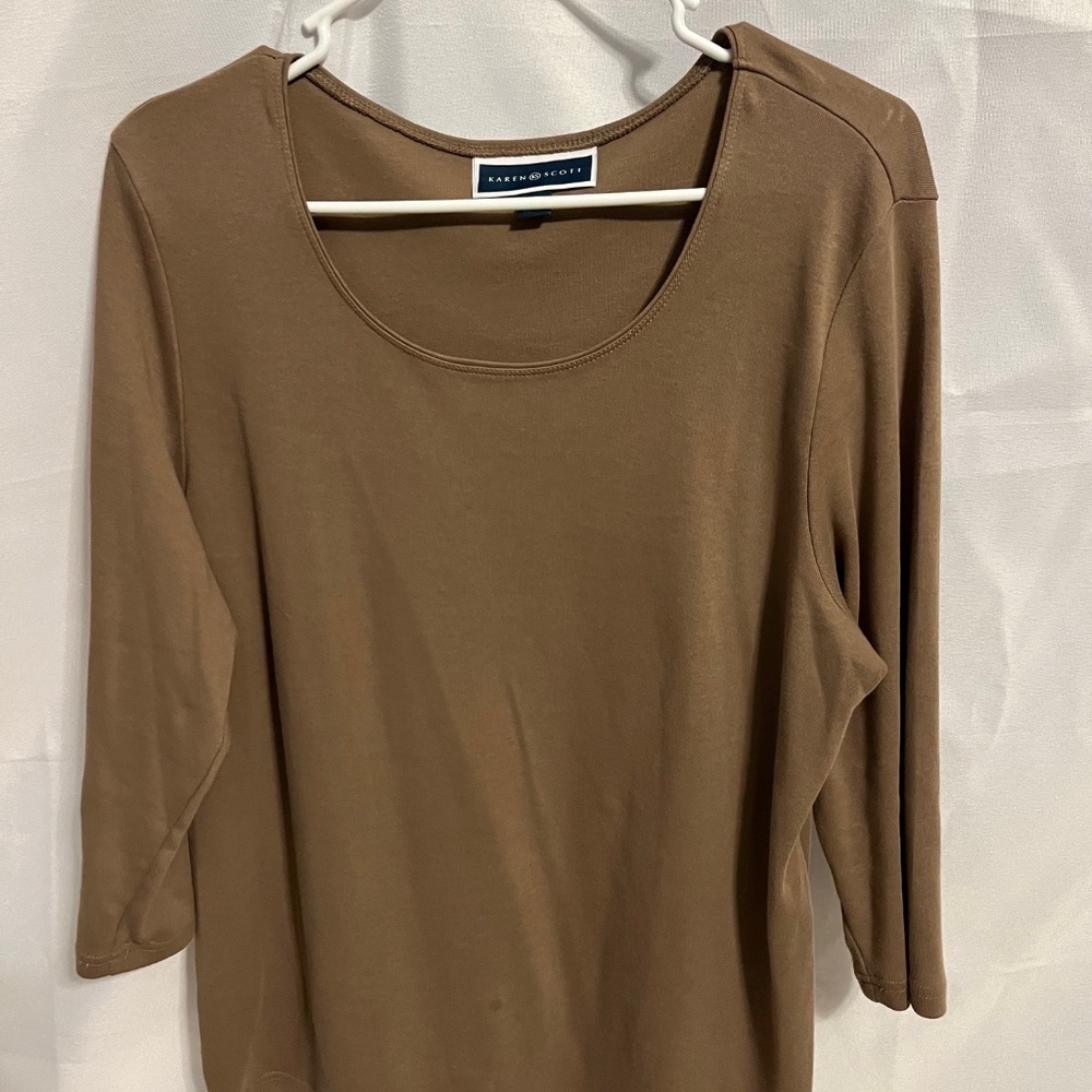 Womens Karen Scott - Brown Long Sleeve Shirt - Size XL